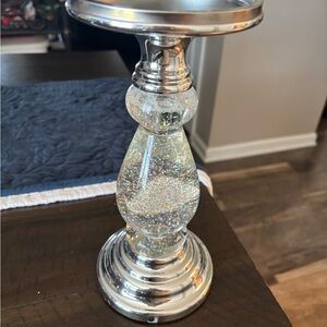 Glitter Glass & Silver Decorative Candle Holder